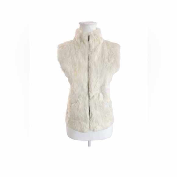 White House Black Market Jackets & Blazers - Vintage Real Rabbit Fur Vest | Cream Ivory | Size Small WHBM